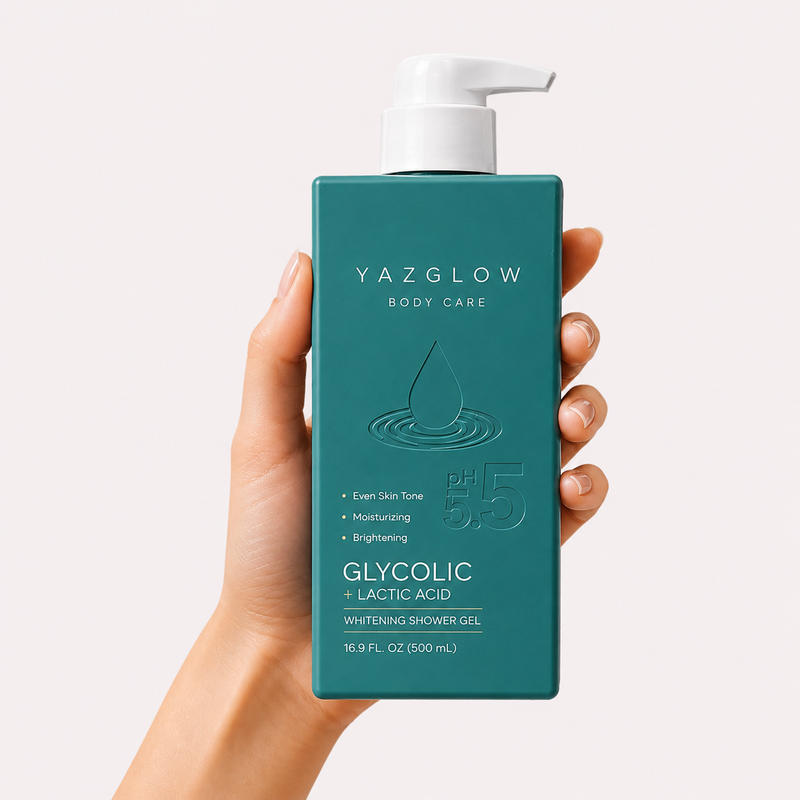 Yazglow Glow Wash — Gel douche lissant · Glycolic + Lactic Acid